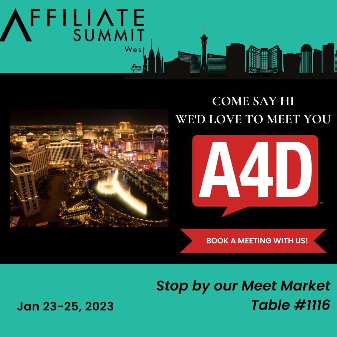 Is it Monday yet? Normally we wouldn't say that, but 
<a href="/affiliatesummit/">Affiliate Summit</a> is next week!

Come stop by and hang with us at our Meet Market table #1116. If you would like to schedule a meeting with us click the link below to find a time.

lnkd.in/gDWGnggV