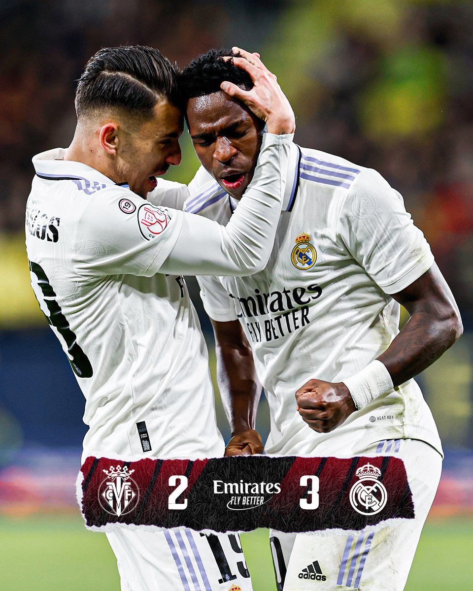 realmadrid's tweet photo. 🏁 FP: @VillarrealCF 2-3 @RealMadrid
⚽ Capoue 04', Chukwueze 42'; @vinijr 57', @edermilitao 70', @DaniCeballos46 86'
#CopaDelRey | #Emirates https://t.co/QHe5dSmRVu