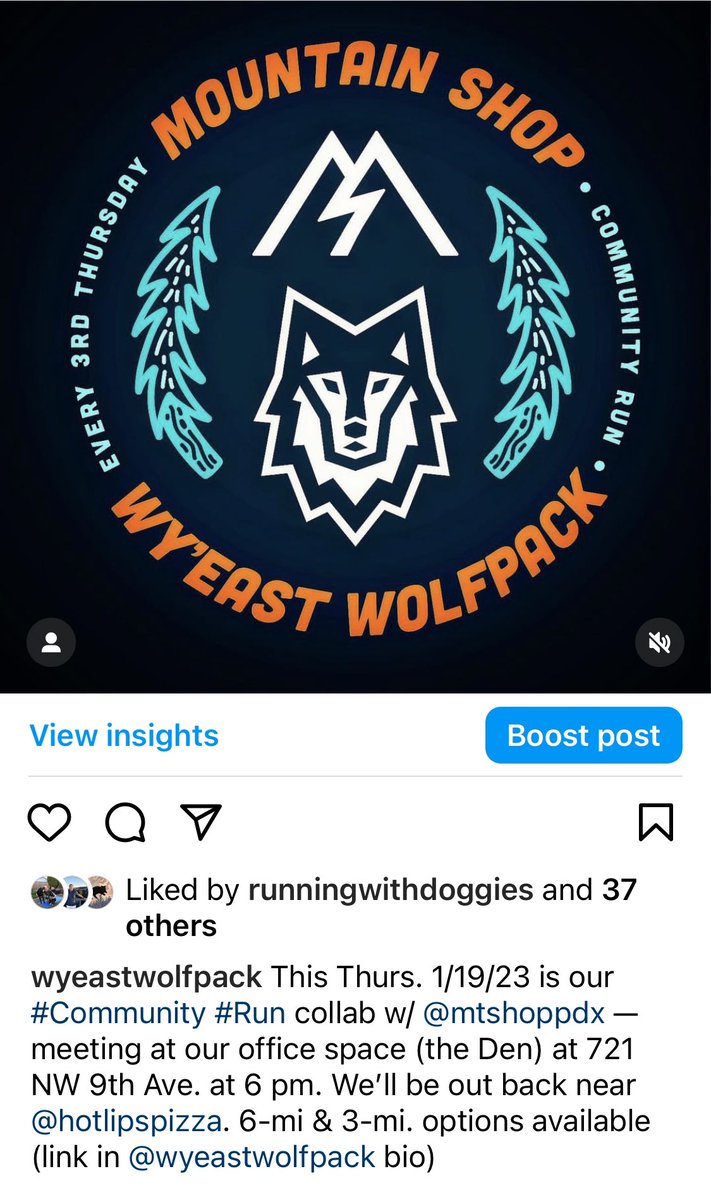 WyeastWolfpack's tweet photo. #ThursdayNightSocialRun ! Let’s #getafterit ! @mountainshop https://t.co/36OgFqOkYc