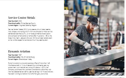 VAGatewayRegion's tweet photo. Did you see Service Center Metals of @PrinceGeorgeVa featured in the latest Virginia Economic Review from @VEDPVirginia? Check out this excellent feature article on companies that started in Virginia and continue to thrive.
#homegrown #existingbusiness #econdev https://t.co/hHzBs1yevg