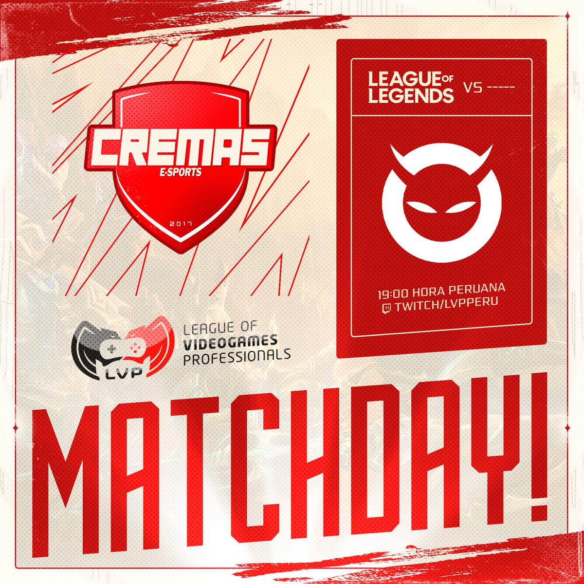 CremasEsports's tweet photo. Hoy iniciamos el camino en la grieta del invocador. Partido contra el actual campeón @incubusclub pero como buenos cremas, vamos por todo!

Hora: 19:00 hrs 🇵🇪/ 21:00 hrs 🇨🇱🇦🇷

🔴En vivo por: https://t.co/LniukjJben

#VamosCremas
.
.
.
.
.
.
.
.
#leagueoflegends #lol #lvp #lvpperu https://t.co/FMMK30F01s