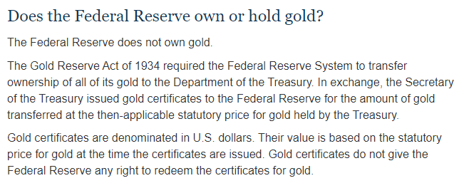 LynAldenContact's tweet photo. In 1934, the US Treasury gave the Federal Reserve a bunch of non-redeemable gold certificates in exchange for handing over all of their actual gold.

These were basically the original meme coins, and the Fed still holds them 89 years later. https://t.co/PTRmdWSClk