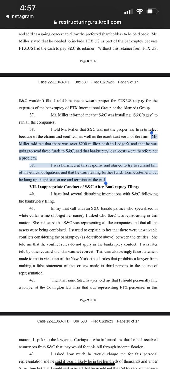Former FTX Regulatory Officer Daniel Friedberg just laid out his opposition to the company retaining law firm Sullivan & Cromwell to file for bankruptcy in the US He alleges people at FTX aligned with the firm purposefully racked up fees and used “funds from customers” to pay 👀