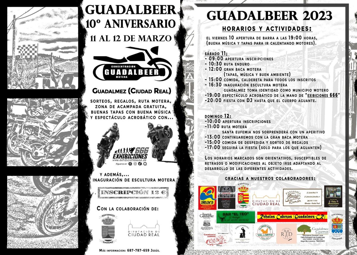 guadalbeer's tweet photo. GUADALBEER ya tiene fechas, cartel y hoja de ruta, solo faltas tu. ✊👊✊👊🏍 
Visita nuestra web e inscríbete.  https://t.co/yyTlBUvySp
.
.
#concentracionmotos #concentracionmotera #guadalbeer #Guadalmez #motos #CiudadReal #moto https://t.co/zX9pCm4Qsx