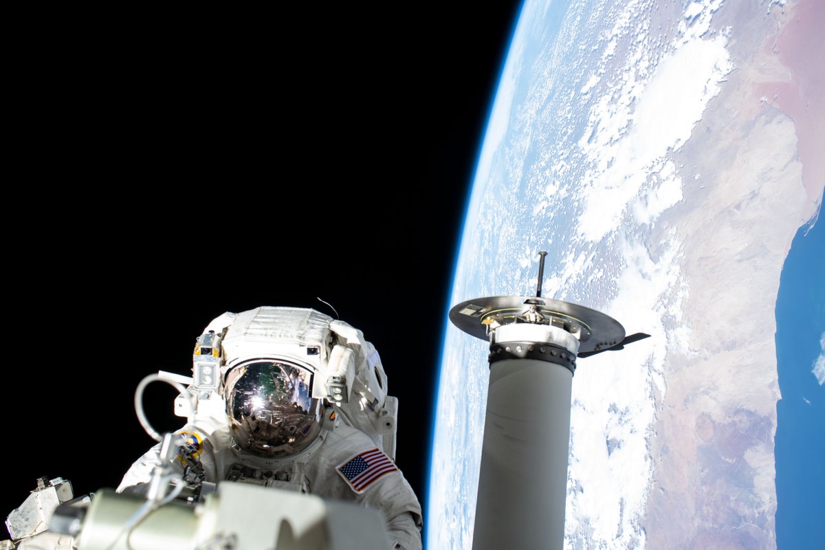 NASA's tweet photo. Would you go on a spacewalk? 

Astronauts @AstroDuke and @Astro_Wakata would, and they're doing their first one on Jan. 20 to prepare the @Space_Station for new power upgrades. Our livestream starts at 7am ET (1200 UTC): https://t.co/BTimKx7OSj https://t.co/TE5ZlgNPsX