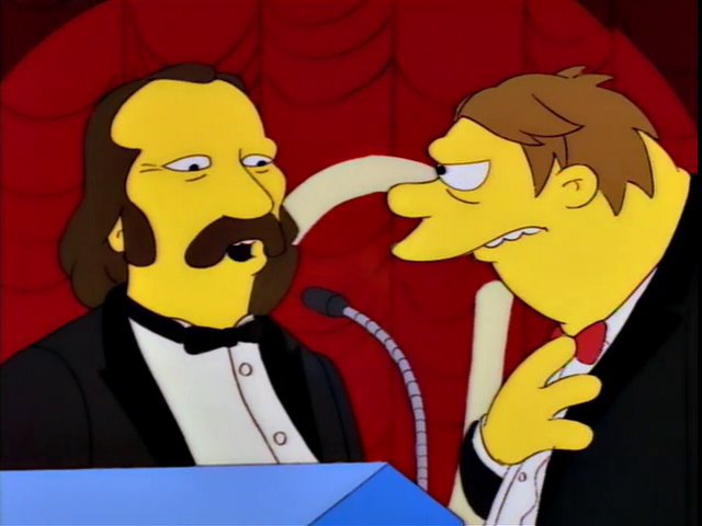 maybeavalon's tweet image. One of those totally perfect Simpsons jokes that I in no way understood when I first heard it -

BARNEY: "David Crosby? You're my hero!"
CROSBY: "Oh you like my music?"
BARNEY: "You're a musician?!"