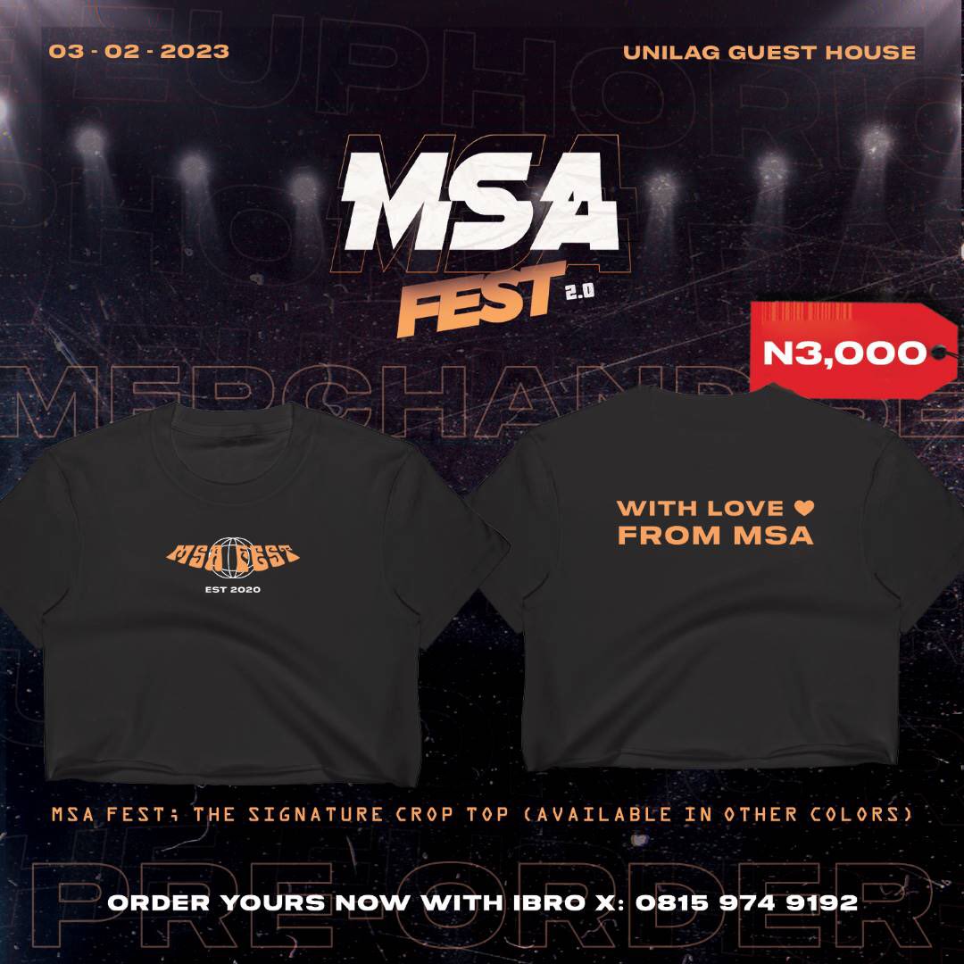 msaunilag's tweet photo. MSA FEST 2.0 MERCH ARE NOW AVAILABLE🥶‼️

SEND US A DM TO COP YOURS🤩

#MSAfest https://t.co/Oj19N8A7WY