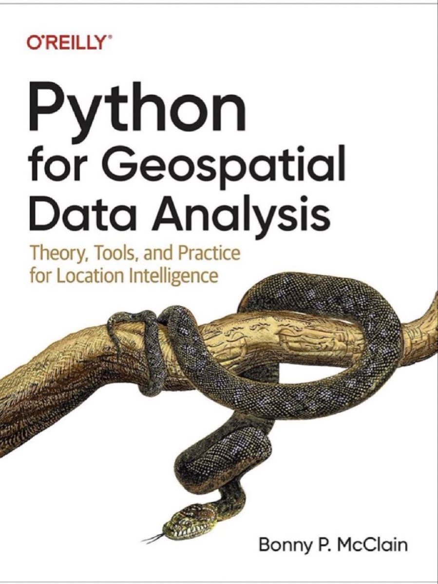 KirkDBorne's tweet photo. "#Python for #Geospatial Data Analysis" by @datamongerbonny
🌎🌟🌍🌟🌏
Get the book here: https://t.co/klUrKwmZc0
—————
#BigData #DataScience #DataScientists #Geoscience #LocationIntelligence #GIS #LocationAnalytics #Coding #Geoinformatics #MachineLearning https://t.co/Zm3SEd7RA4