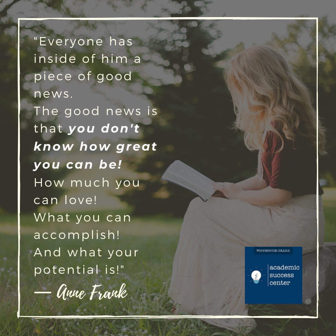 WestminsterASC's tweet photo. There's good news--it's the start of a new semester, and you have a  chance to start tackling your latest goals. Do you know how GREAT you can be this spring?! #MondayMotivational #PotentialUnlocked #goalgetter #WCASC https://t.co/NFBUPlCBZA