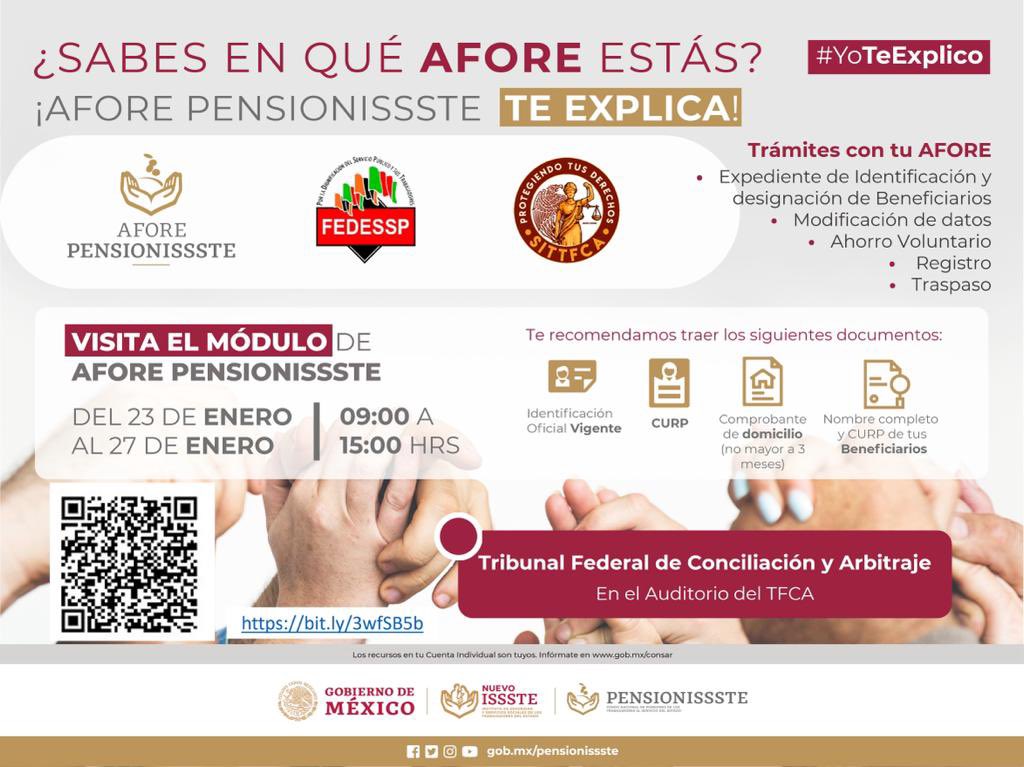 palomitarelowde's tweet photo. 📜 En el marco del Convenio de Colaboración entre la @FEDESSP y el @PENSIONISSSTE_  el @SindicatoTfca atenderán de manera directa con su 
Modulo itinerante a los Trabajadores del @TFCA_mx 
Regístrate 👉🏼https://t.co/n6QEE8l0Sr
✅✅✅
@agusaviles1 
@ediazgaredge 
@LetyGutierrezC 🙏 https://t.co/mzPjmPVBnP