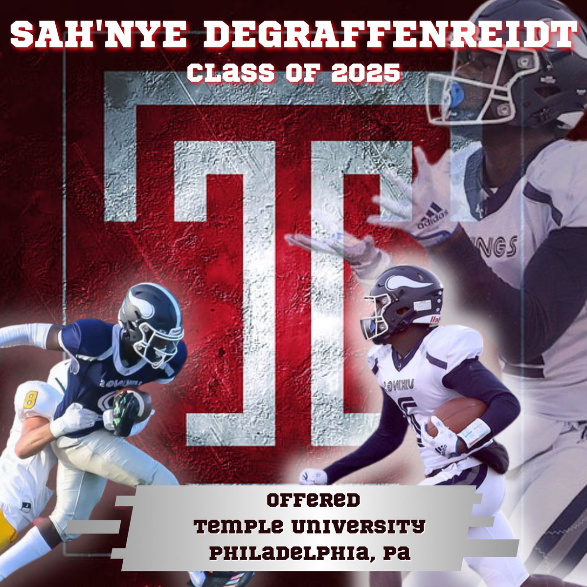 SahnyeD's tweet photo. I’m Truly blessed to receive my first D1 OFFER to @Temple_FB @ZGoldTU @Jafar_Williams &amp; I would like to give a huge thanks to @MyMom @MYDad marii,eunii ,Zoe,kanii,black,buck,LLW,LLR,Little_Leek,Dolla4EverLit,CoachLewis_shec,AchsVikings,CoachKeenan3AC,OneProgram Shv ,I ❤️ MY CITY https://t.co/VSzgmSX2V2