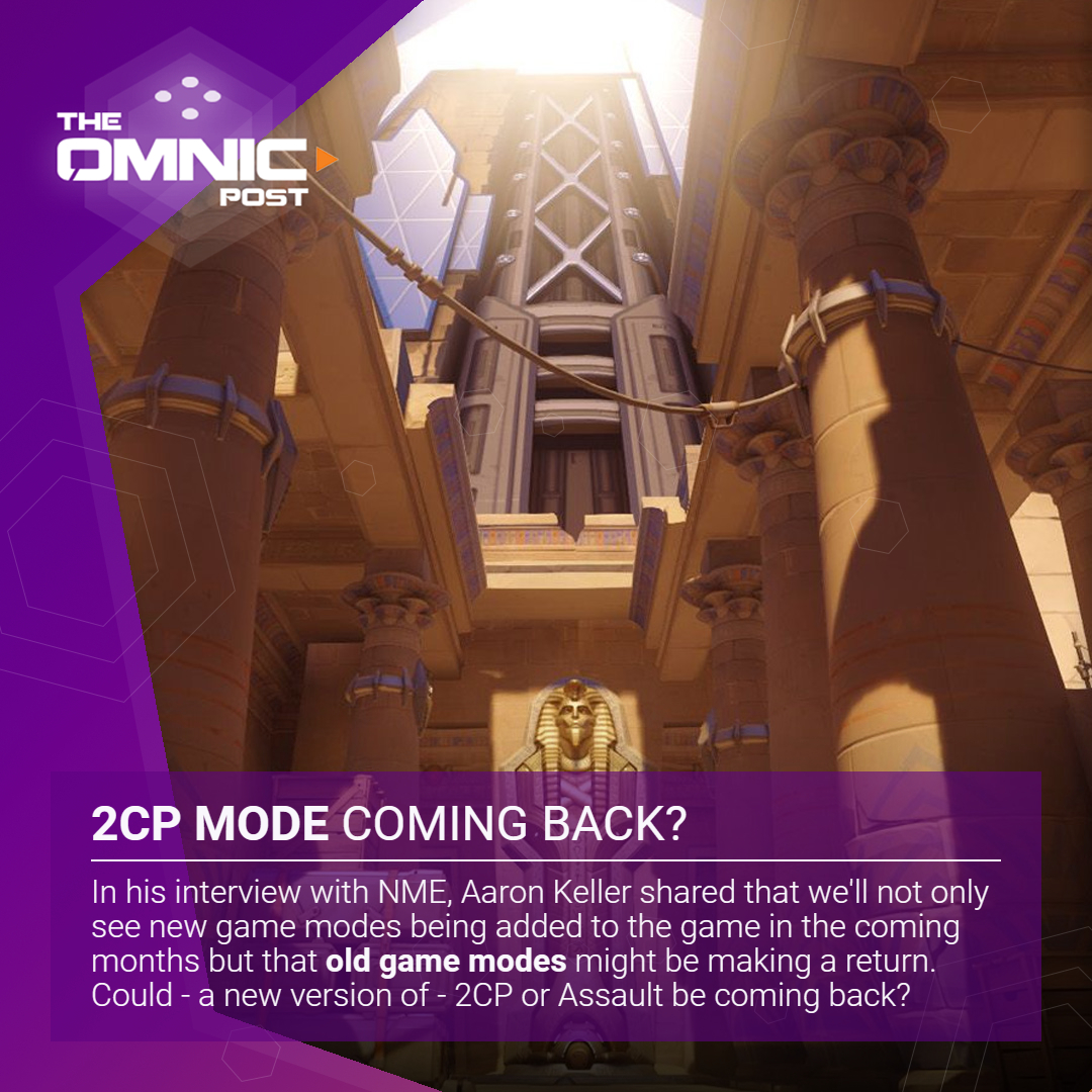 omnicpost's tweet photo. In his interview with NME, Aaron Keller shared that we'll not only see new game modes being added to Overwatch 2 in the coming months but that old game modes might be making a return. Could - a new version of - 2CP or Assault be coming back? #overwatch2 #2cp https://t.co/Cy9Z93skC3