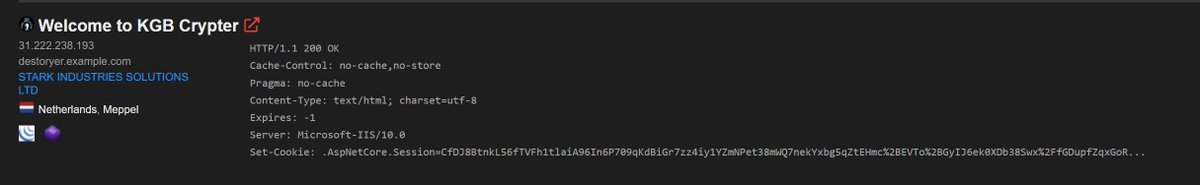 Gi7w0rm's tweet photo. Oh, look who is also hosting with #StarkIndustries #Bulletproof Hosting:
#KGB #Crypter
Besides their crypter product, they also cooperate with #Vector #Stealer. The Admin of #KGBCrypter actually helped #VectorStealer hide their new Infra after their servers were taken down. https://t.co/eFzfLpYL9V