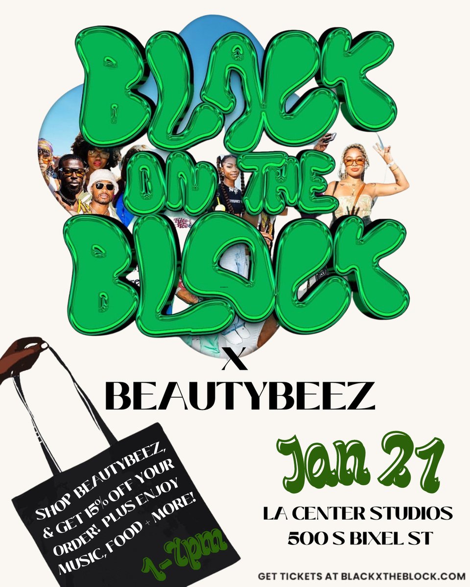 Yup, it’s happening!🤩 Get ready to turn up with BEAUTYBEEZ at your fave LA Festival: Black on the Block! Enjoy music, dancing, and 15% off when you visit our booth! We'll be jamming in section 98 up by the food and stage and bar💃🏽🕺🏿