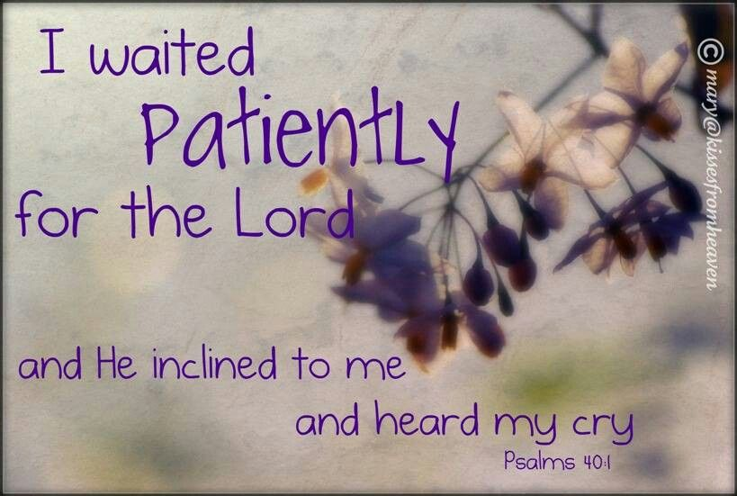 Be encouraged
Psalm 40:1
I waited patiently for The Lord;
He turned to me and heard my cry