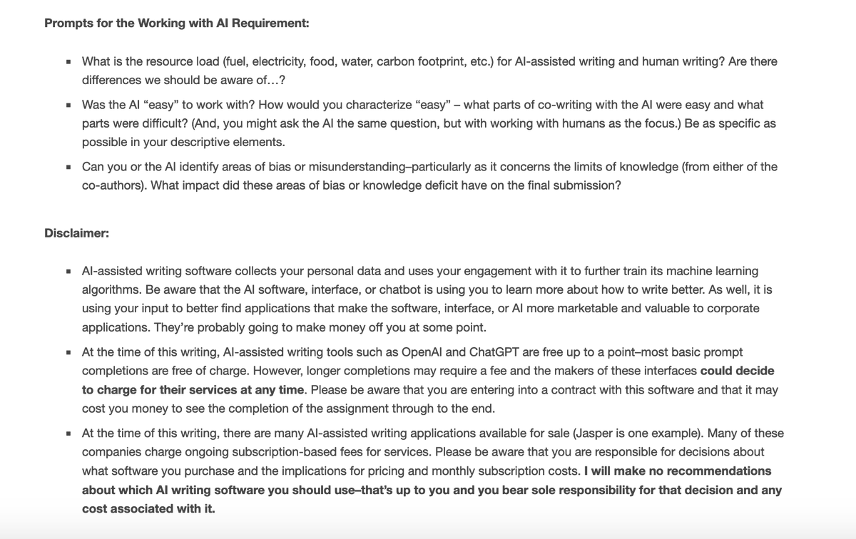 davidnwright's tweet image. Right then, here we go. AI writing criteria in my classes. Feels very real suddenly, but that&apos;s where we are...