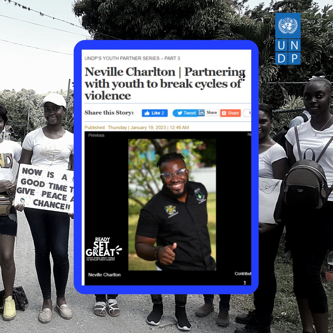 ☮️1500 youth Peace Ambassadors across 🇯🇲 are mediating conflict &amp; helping youth soar thru the work of <a href="/Nevpositivemeds/">Neville T. Charlton👍🏾</a>'s <a href="/PositiveOrgJA/">Youth Inspiring Positive Change</a>. 

In his <a href="/JamaicaGleaner/">Jamaica Gleaner</a> #OpEd, 3rd in UNDP's #ReadySetGreat series, Neville outlines why Solving Crime Needs Youth.

✅bit.ly/3kvsYKW