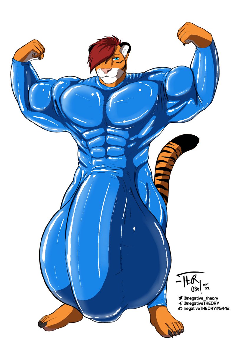 Old pic i got from <a href="/TheoryNegative/">negativeTHEORY</a> that i had <a href="/LtLox/">Lt_Lox</a> color and shade for me. What do yall think of the big hunky tiger in some tight latex?