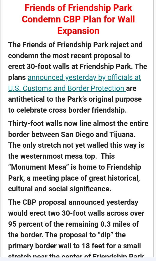 AlexisDeBram1's tweet photo. @Pedroconsafos @fofpark @POTUS @fofpark  Let Customs &amp; Border Protection know, we R&amp;C (REJECT &amp; CONDEMN) their latest offensive proposal of 30 foot walls around Friendship Park. NO 30' walls! https://t.co/G2a7WZwmuG