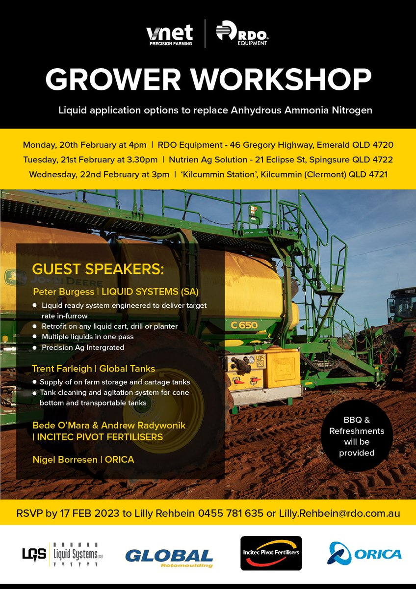 LQSystems's tweet image. 1 wk to go! Register today &amp;amp; find out options to replace Anhydrous Ammonia #Nitrogen 

Meet a team of #liquidapplication experts to help make the transition as easy as possible!

#RDOequipmentau #LiquidSystems #VnetPrecisionAg #IncitecPivotFertilisers #Orica #GlobalRotoMoulding