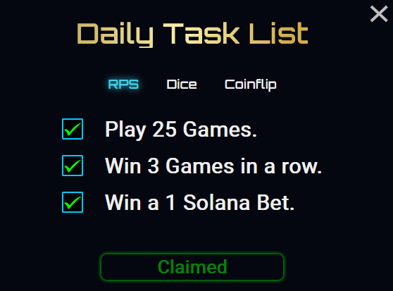 BiteClubSOL's tweet photo. 1/3🧵

Another day another Feature.. or two.. 🎁

The Daily Task List ✅

3 Rewards per day;
1x Free Spin or Free Card Pick Per Reward.

Every 24 hours you can claim free $sol

Come and claim your rewards today. 🫰

https://t.co/AVYJtvNjfq https://t.co/EYUgj8hJmG