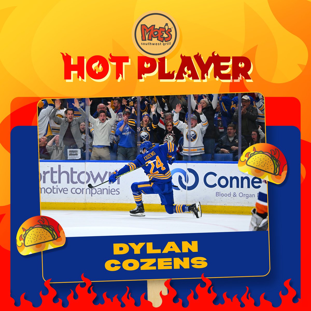 Cozey's game-winner earned you some Moe's!

Get 25% off tomorrow: bufsabres.co/moeshotplayers