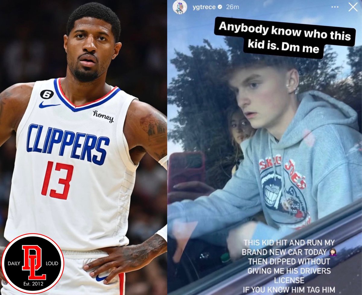DailyLoud's tweet image. NBA star Paul George is seeking help to find a kid who allegedly did a hit and run on his brand new car‼️😳