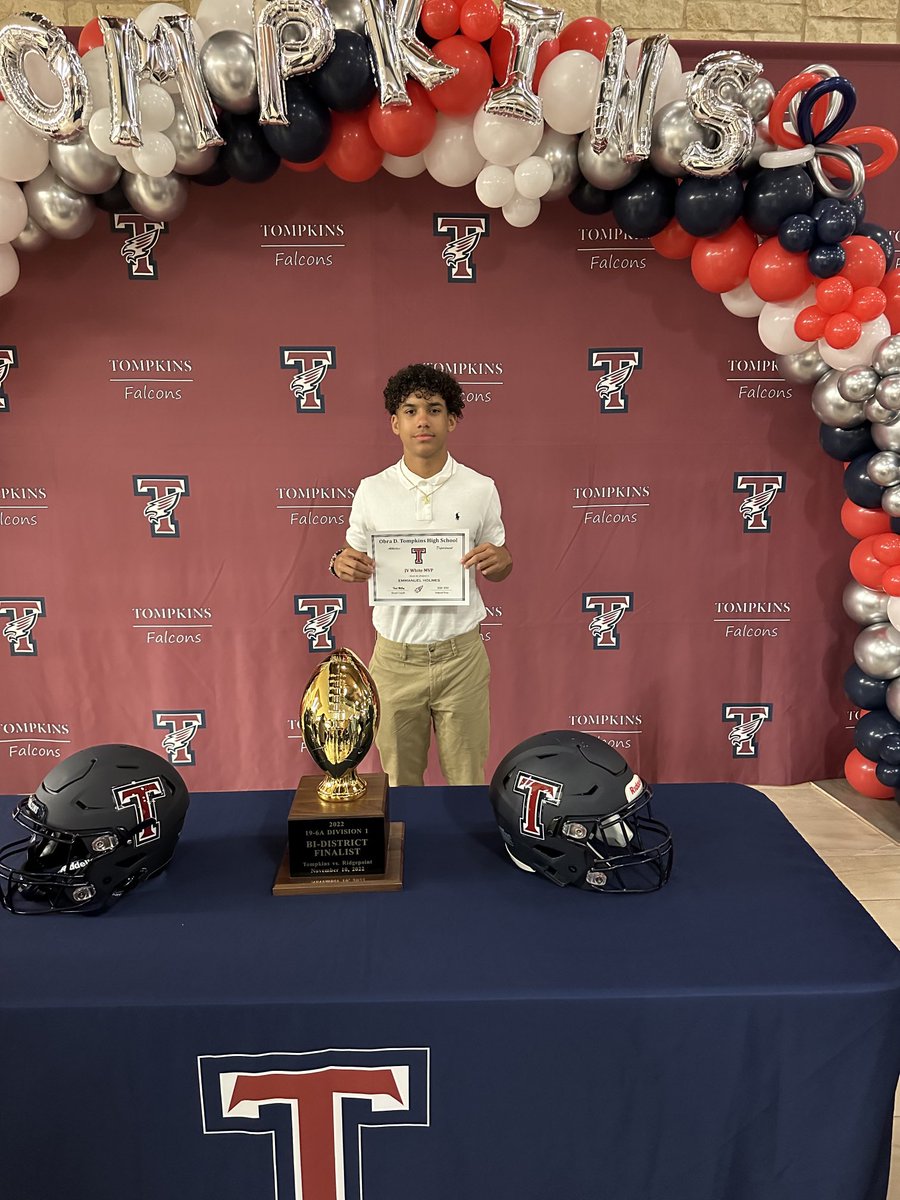 Katy Texas Tompkins High School Football JV White team Co-MVP Manny Holmes Class of 2026