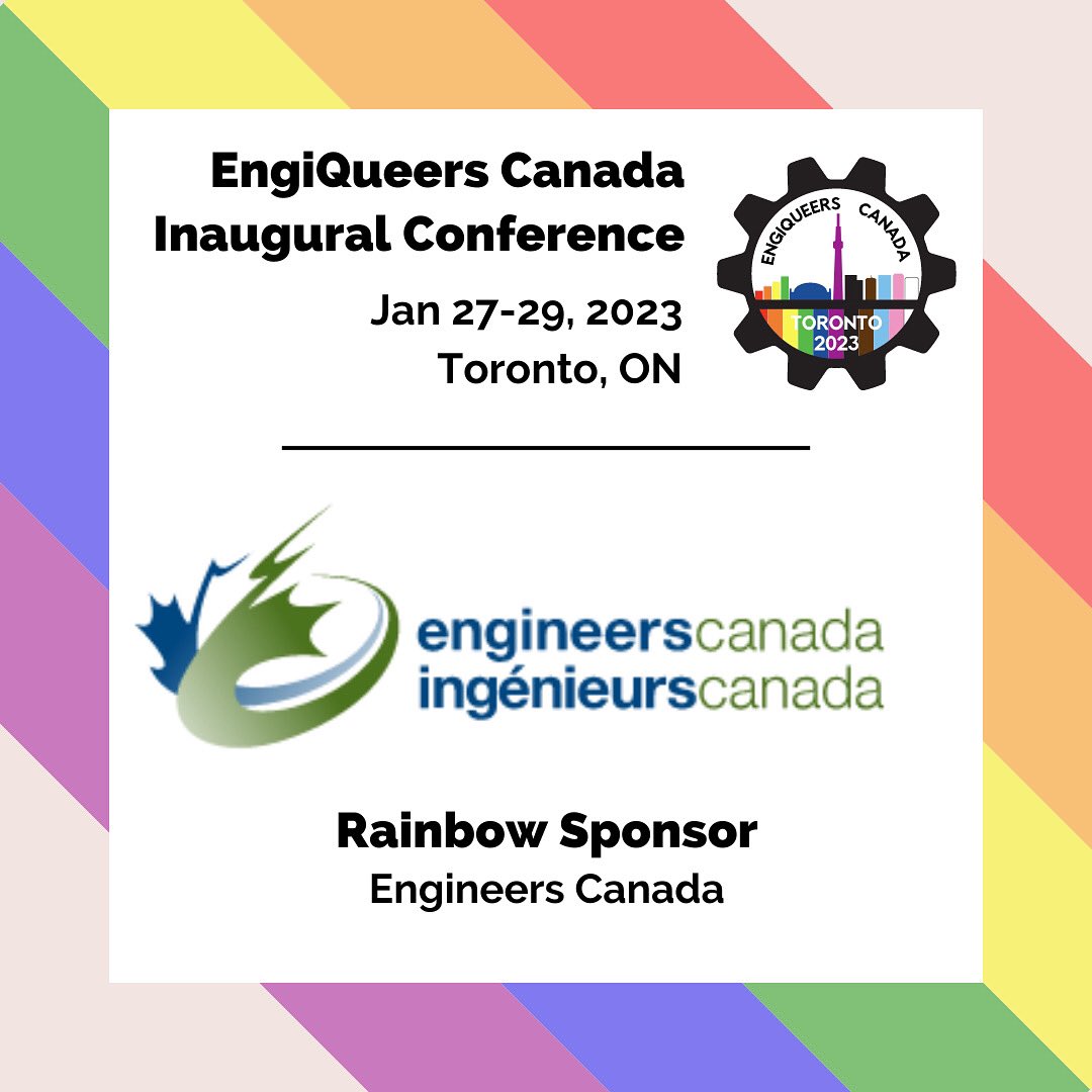 9️⃣ days until the #eqcan2023 national conference. 🌈Shout out to our rainbow sponsor, @EngineersCanada !