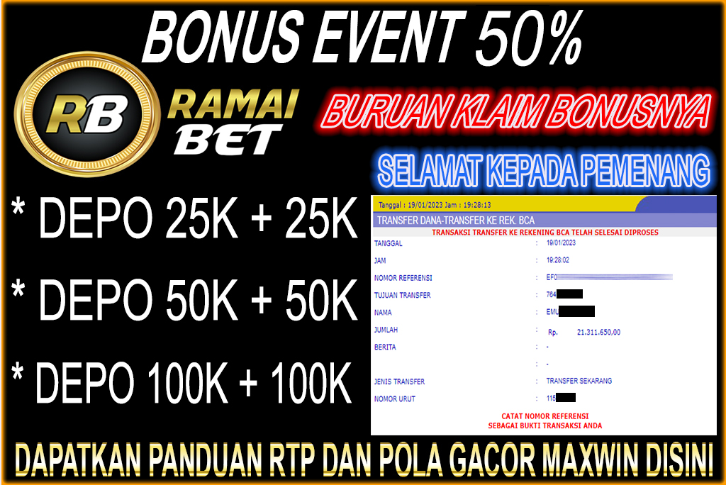 ramaibetcom's tweet photo. RAMAIBET - SITUS RTP SLOT GACOR TERBAIK 2023 &amp; AGEN JUDI BOLA TERBESAR 2023

SEDANG ADA PROMO EVENT SLOT!!!

📍 EVENT SLOT 100% RAMAIBET ( KHUSUS PRAGMATIC PLAY, HABANERO, PG SOFT, JOKER ) 📍
 
Syaratnya Gampang Banget. Baca Link Dibawah Ini : 

https://t.co/ttULL6hIeh https://t.co/fuCVKShPZA