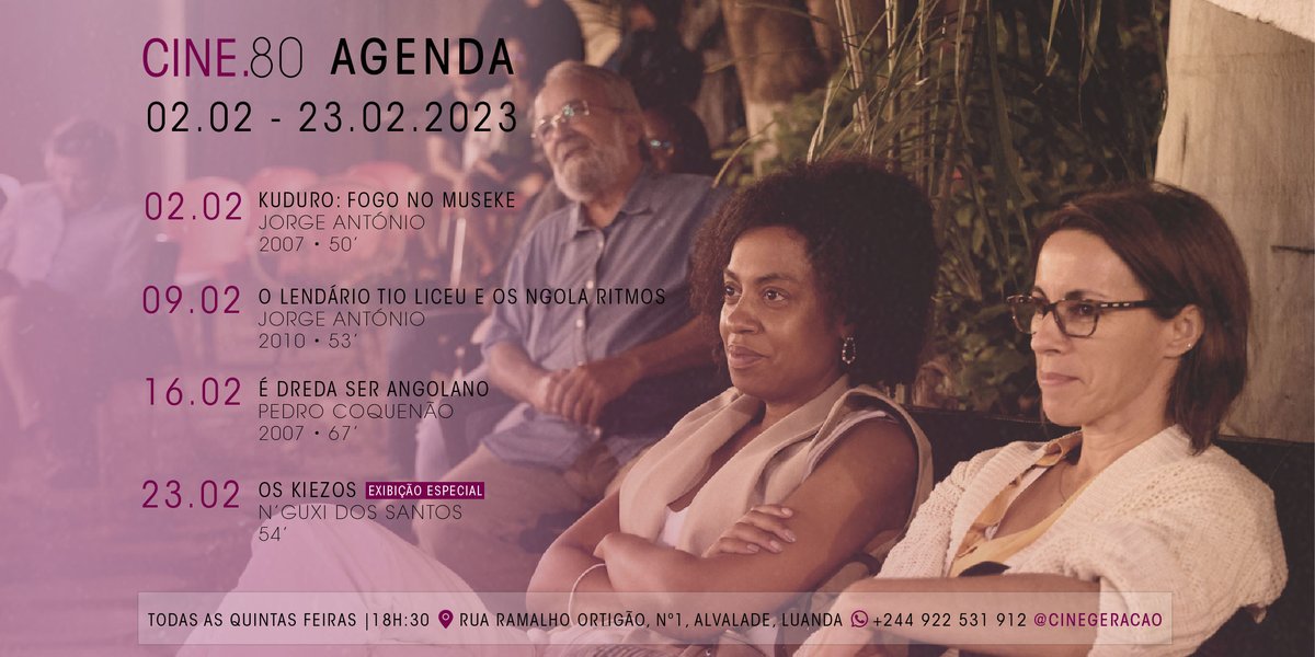 CineGeracao's tweet photo. 📢 CINE G80 | AGENDA
📆 02.02. — 23.02.2023

O Cine Geração em Fevereiro estará de volta com 4 projeções com foco em documentários musicais nacionais de Jorge António, @BatidaOfficial e N'guxi dos Santos.

Junte-se a nós, no quintal da @_geracao80!

🔗 https://t.co/z3ElWud5Bs https://t.co/JIJFoGIhcj