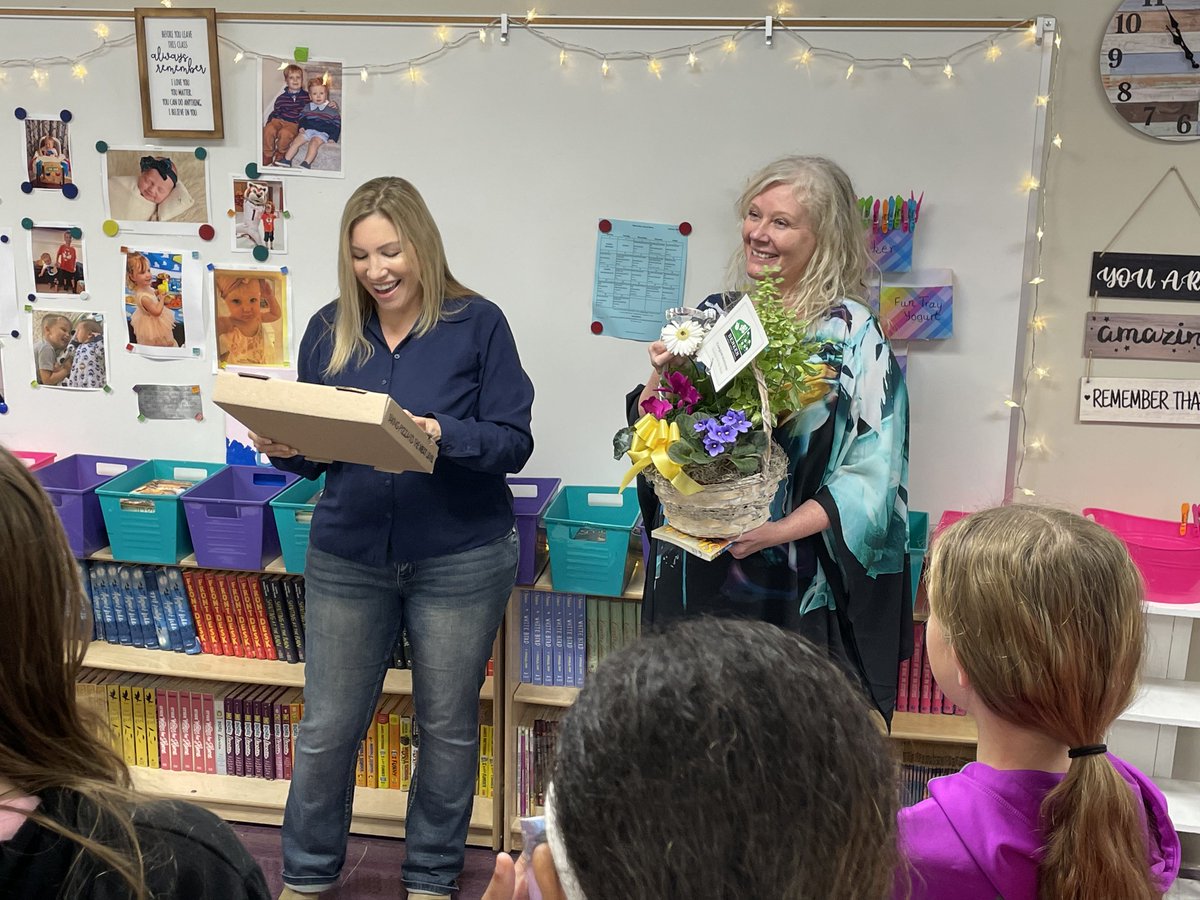 FHSchools's tweet photo. Mrs. Shari Devine is your @warm985 Teacher of the Week! She has taught at @MadduxMustangs for 22 years and has been in the profession for 29. Mrs. Devine is a passionate and talented educator, and her students were SO EXCITED for this surprise announcement! CONGRATULATIONS!! https://t.co/l4vW5E9WOH