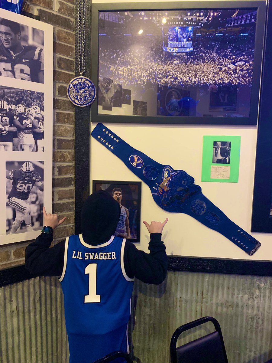 SaltCitySwagger's tweet photo. HUGE thank you to @BHorodyski and @BYUMBB for making Jordan’s birthday very special! Their assistant Megan brought this dope jersey to @ChubbysOrem to surprise him #GoCougs #SwaggerBelt #LilSwagger https://t.co/imH4nxngKq