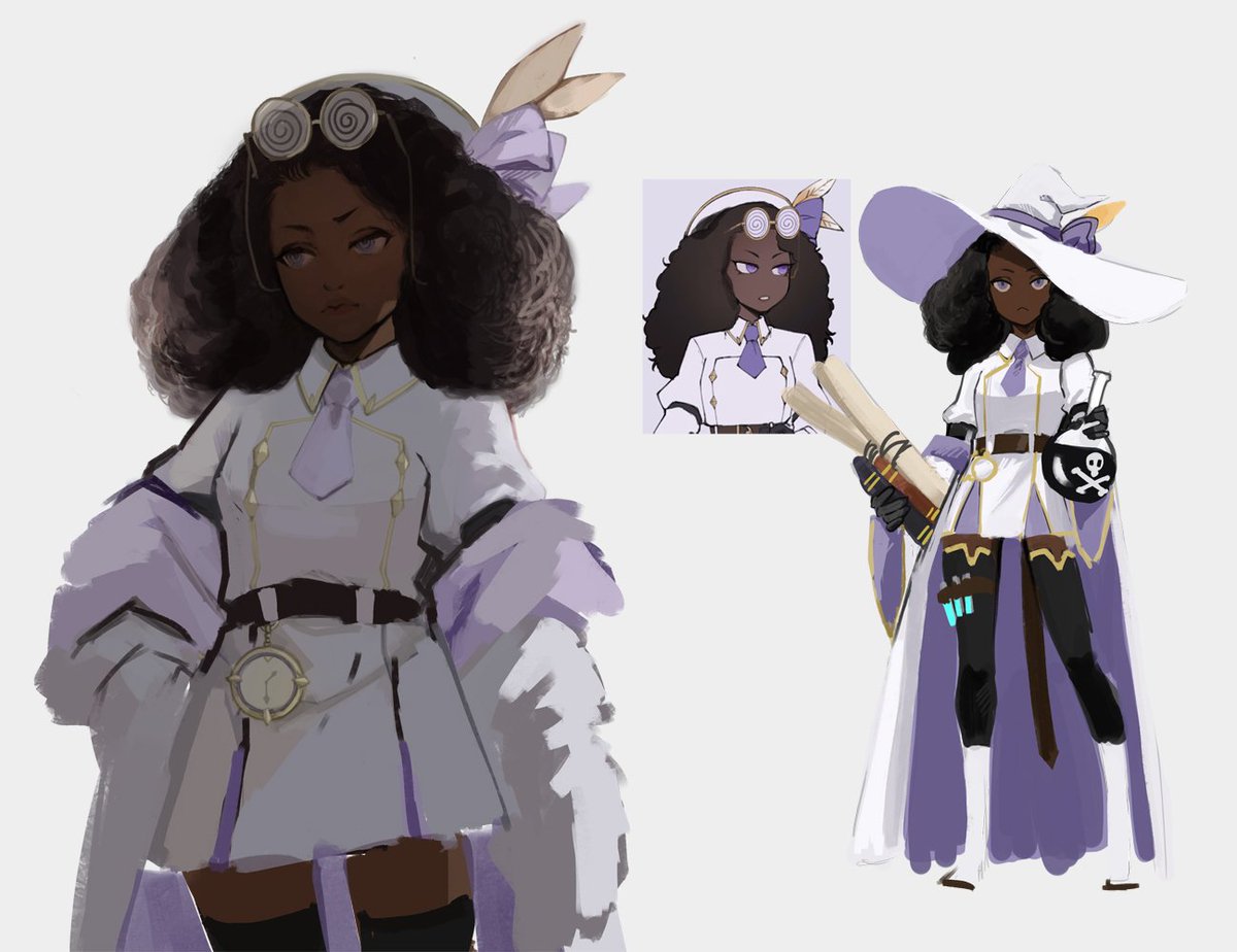 [OC] Elisecarelle is a 22yo alchemist and the shortest character in the cast (135cm)
She was known as a prodigy until she hit adulthood. As of right now she's the game's item seller. Legion's business partner. Annoyed by Legion.

She will kill a man... because she can make poison 