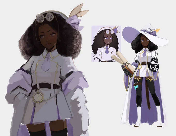 [OC] Elisecarelle is a 22yo alchemist and the shortest character in the cast (135cm)
She was known as a prodigy until she hit adulthood. As of right now she's the game's item seller. Legion's business partner. Annoyed by Legion.

She will kill a man... because she can make poison 
