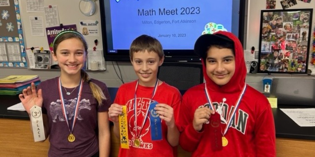 SchDistofMilton's tweet photo. 🏆🥇We are very proud to announce that our NIS and MMS Red Hawk teams took first place  in the regional "math meet." Our teams' scores have qualified them to compete in the 'Mega Math Meet' in Madison in May.
Congratulations to all students who competed! #MiltonPride https://t.co/Wn3VynttAl