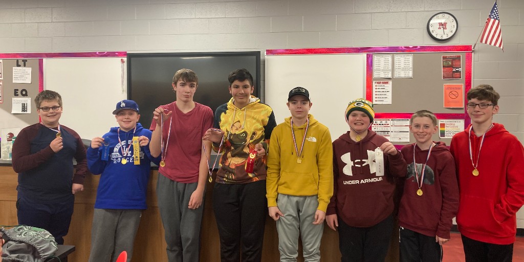 SchDistofMilton's tweet photo. 🏆🥇We are very proud to announce that our NIS and MMS Red Hawk teams took first place  in the regional "math meet." Our teams' scores have qualified them to compete in the 'Mega Math Meet' in Madison in May.
Congratulations to all students who competed! #MiltonPride https://t.co/Wn3VynttAl