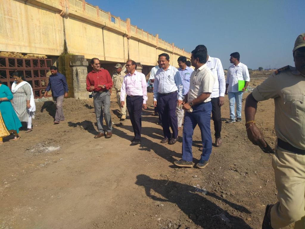 Inspection of Hagari Aqueduct by Shri DM Raipure, Chairman, TBB and G Naga Mohan,Secretary, TBB along with SE(IB), EE (LLC) and  SDO’s of LLC on 16.01.2023