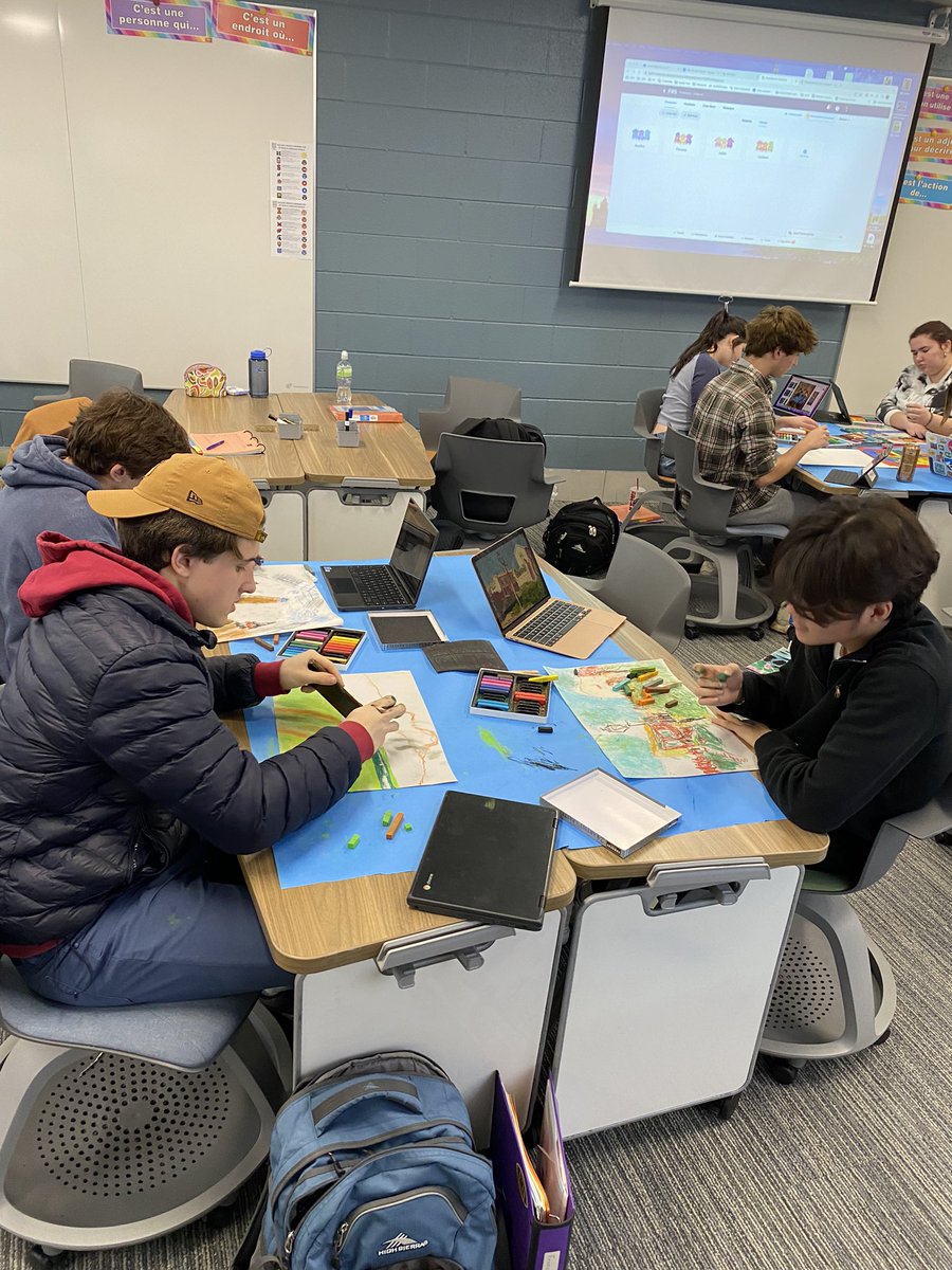 MmeMoritz's tweet photo. #French5 students practicing their interpretations of famous French/Francophone paintings. Can’t wait to see the finished products next week! Shoutout to Senor Johlie for the great project idea. @Glenbrook_south #GBSNow #D225Now https://t.co/aajrTJTFxe