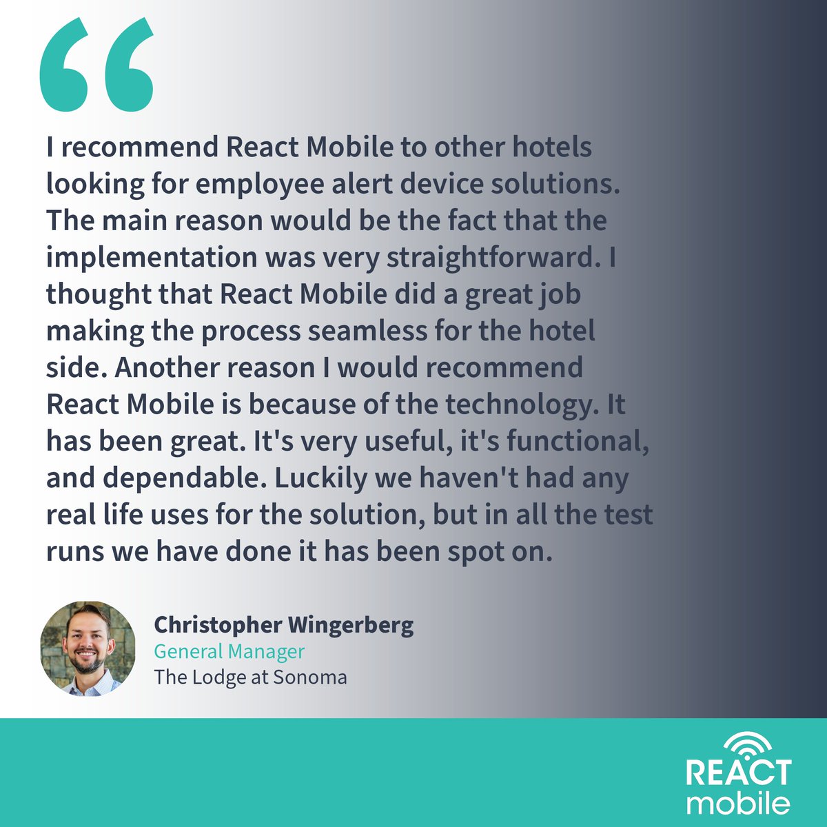 ReactMobile's tweet image. Testimonials like these make our dedication to providing workplace safety solutions to the hospitality industry even more rewarding. Interested in learning more? Request a free demo: hubs.la/Q01yjnRr0
#testimonialthursday #reactmobile #workplacesafety