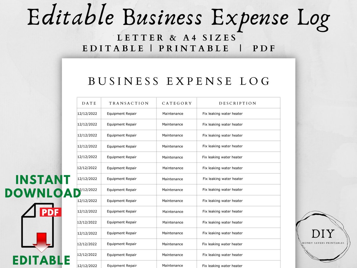 Excited to share the latest addition to our #etsy shop: Editable Business Expense Loghttps://etsy.me/3WpQ8zC #invoicefactoring #transactionlog #smallbusiness #retail #business #Newbusiness #Spendingtracker