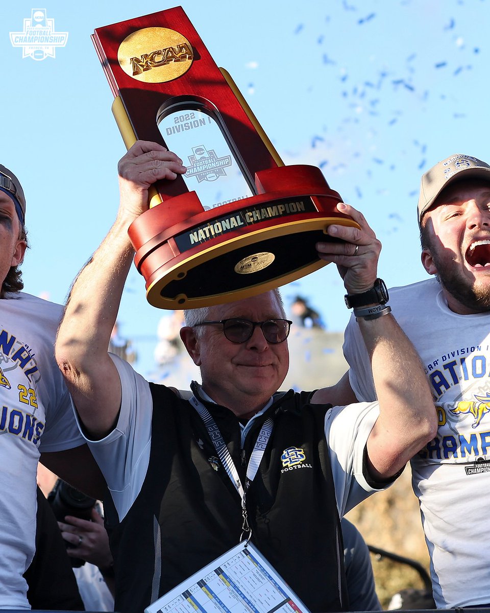 NCAA_FCS's tweet photo. Forever a champion. Congratulations, Coach Stig, on a great career! 🏈

#FCS x @GoJacksFB https://t.co/MnlPTjXl9z