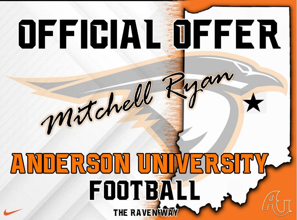 Mitchell934's tweet image. Thankful to receive an offer to play football at Anderson University, and continue my academic and athletic career ! thank you ⁦@coach_codd⁩ 
⁦@TheSupercop2366⁩
