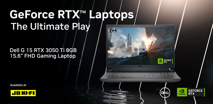 NvidiaANZ's tweet photo. Save $500 on the Dell G15 GeForce RTX3050 Ti + receive a $100 @JBHiFi Gift Card
Get it here: https://t.co/gGF9Cz1s8R
#TheUltimatePlay https://t.co/1foHMVlETS