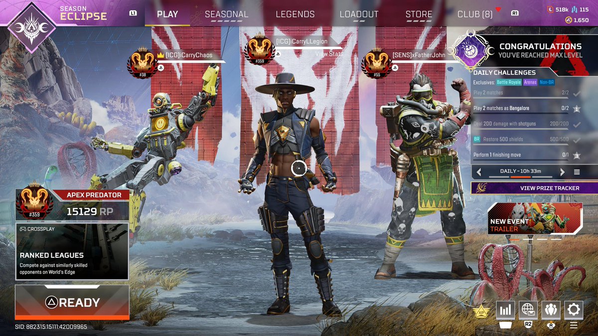 ICGLastLegion's tweet photo. 2nd DAY OF THE SPLIT LETS GOOO 🥇 #firsttimepred @PlayApex https://t.co/8xAwiMHSEK