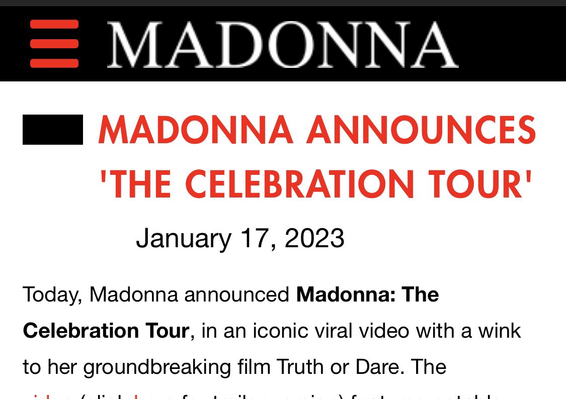 connorb_32's tweet photo. @mollylambert Madonna calling it an “iconic viral video” on her website is also incredible comedy https://t.co/9EC2OuU2Mu