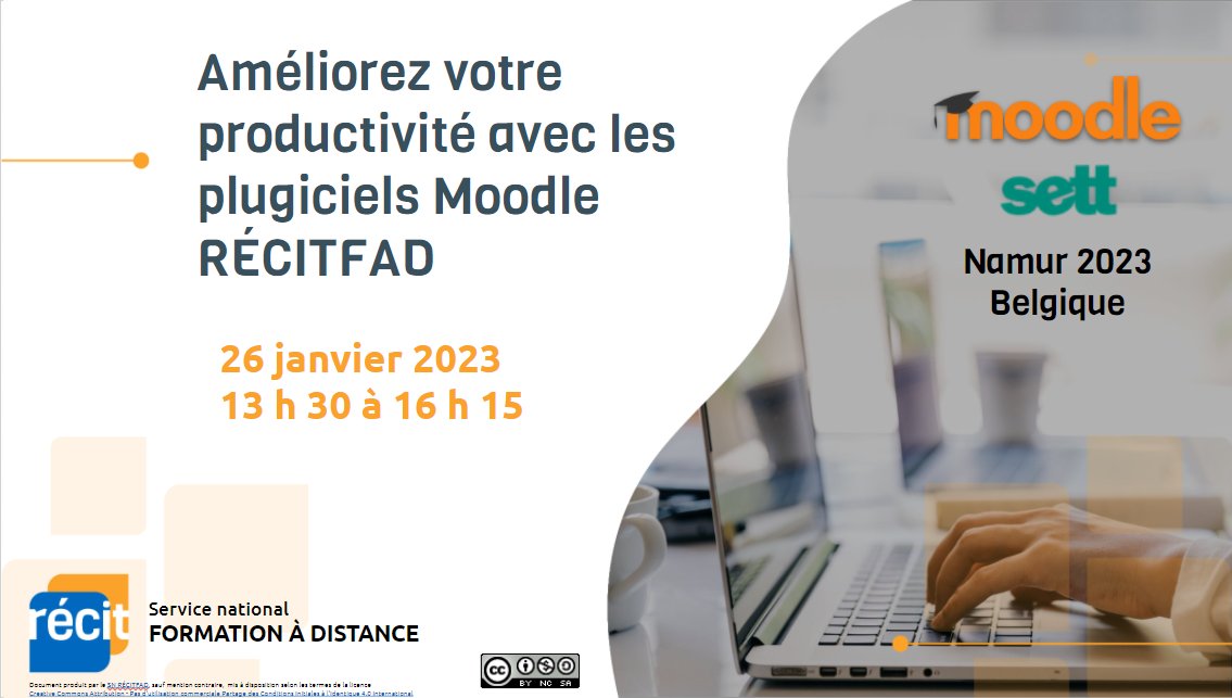 ÉDUCATION | Le RÉCITFAD invité à présenter l’atelier «Améliorez votre productivité avec les plugiciels Moodle RÉCITFAD» à #SETTNamur en Belgique le 26 janvier! Pour plus d'info: sett-namur.be Au plaisir de vous y voir ! #Education #RecitQc #SETTNamur2023