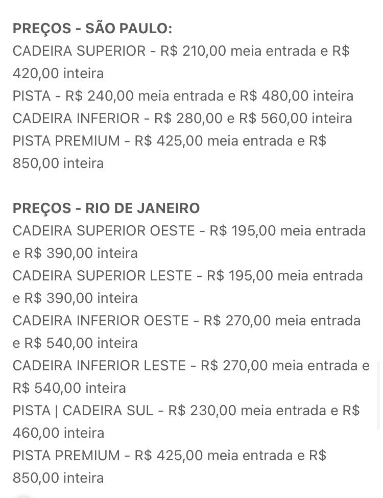 tracklist's tweet photo. 🚨 Valores dos ingressos para o RBD no Brasil: https://t.co/moCYlWZEPO