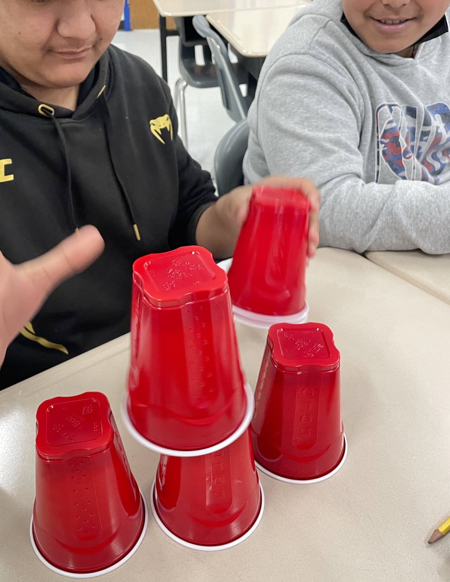 Today we competed in Minute to win it cup stacking to collect data and build histograms! #middleschoolmath