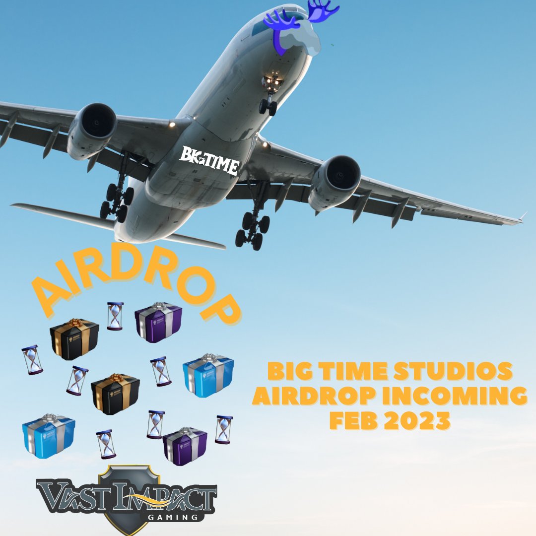 Did someone say #AirDrop? 
 
First of many <a href="/playbigtime/">Big Time</a> airdrops starting in Feb 2023 😍

Buckle up people, it's almost Go Time!!! 🔥

#web3 #web3game #web3gaming #gamer #gaming